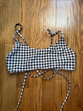 Black and White Gingham Bikini Top